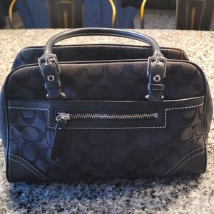 Authentic Coach signature Hampton black canvas shoulder bag